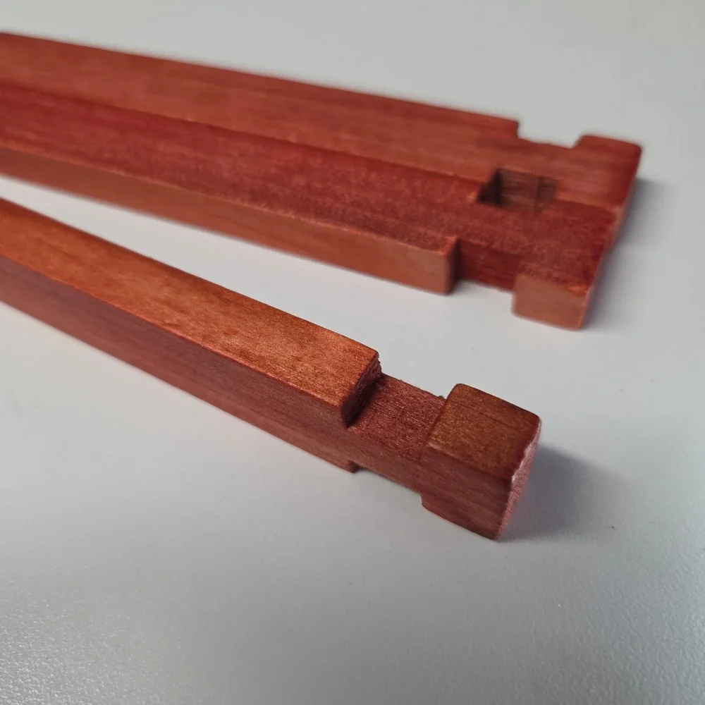 Vintage Red Wooden Building Blocks Logs Replacement Pieces Set of 3 7.5 Inch